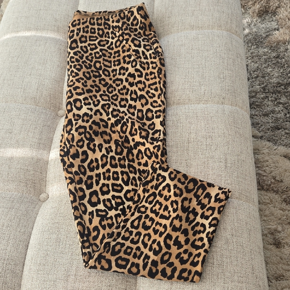 Chico's Pull-on Knit Cheetah Print Straight Leg Pants